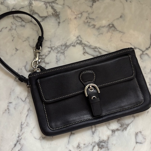 Coach Vintage Bleecker Black Leather Vintage Clutch Wristlet Wallet Purse - Picture 1 of 8